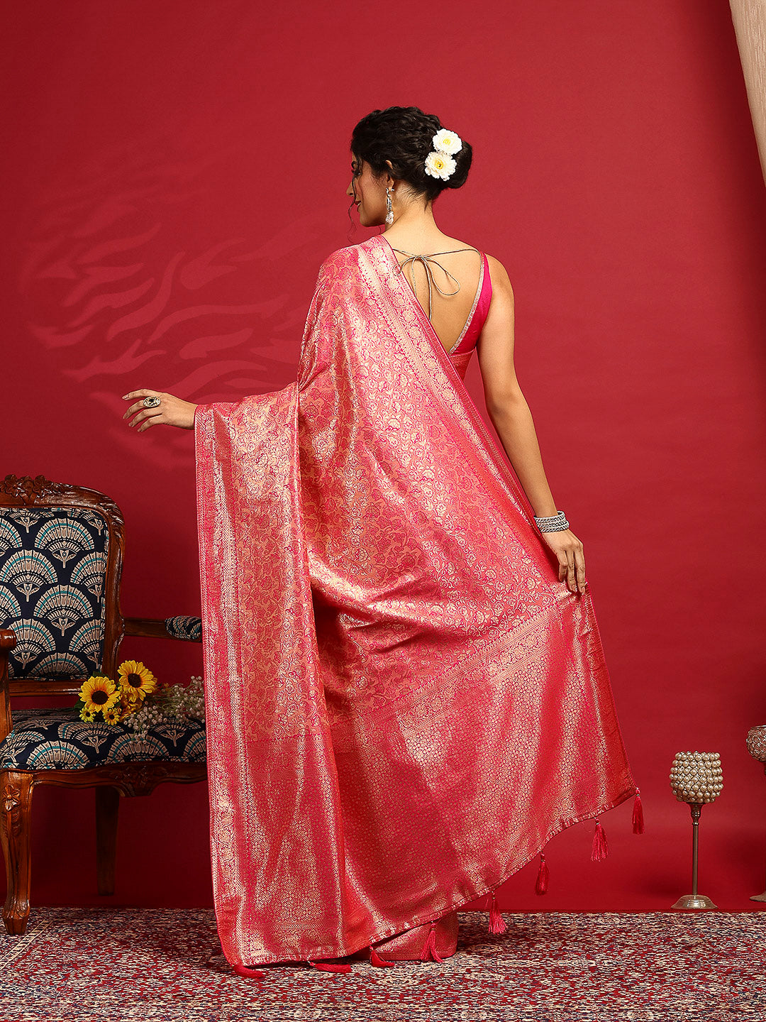 Woven Design Satin Saree