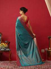 Woven Design Art Silk Rama Green Saree