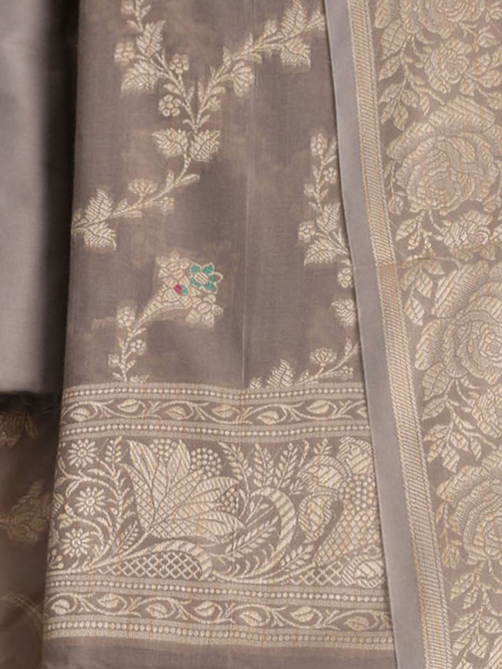 Woven Design Chanderi Unstitched Suit With Pant &amp; Dupatta