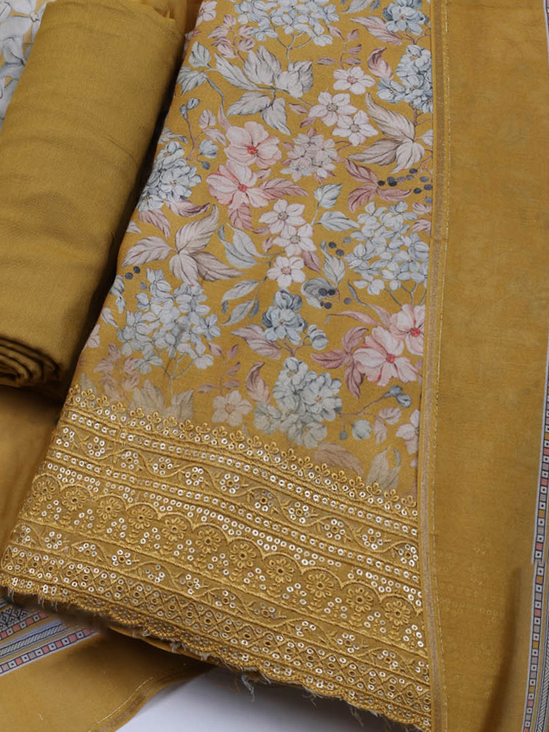 Printed Muslin Unstitched Suit With Dupatta