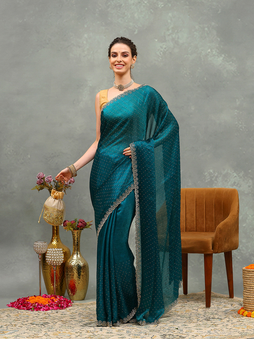 Embroidered Chiffon Saree