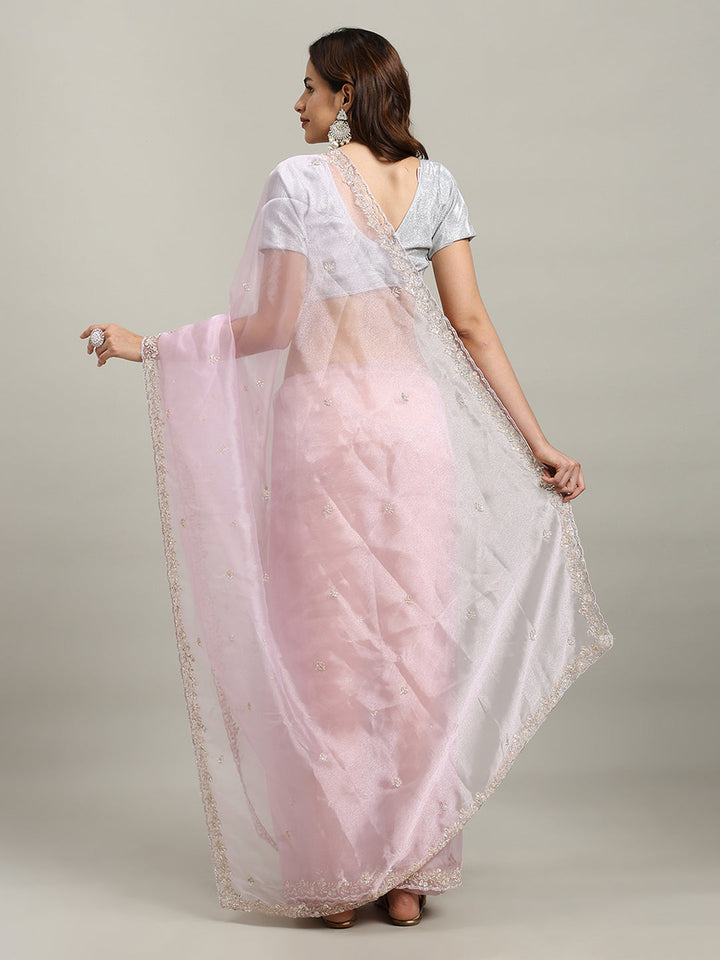 Sequence Embroidery Tissue Saree
