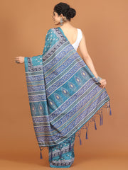 Digital Printed Tussar Woven Saree