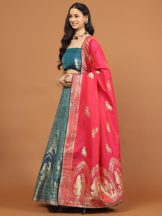 Banarasi Unstitched Choli With Lehenga & Dupatta