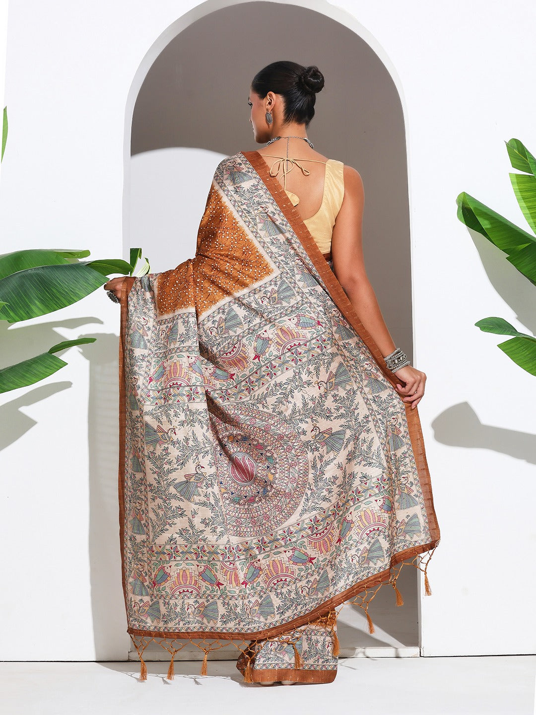 Printed Tussar Silk Saree