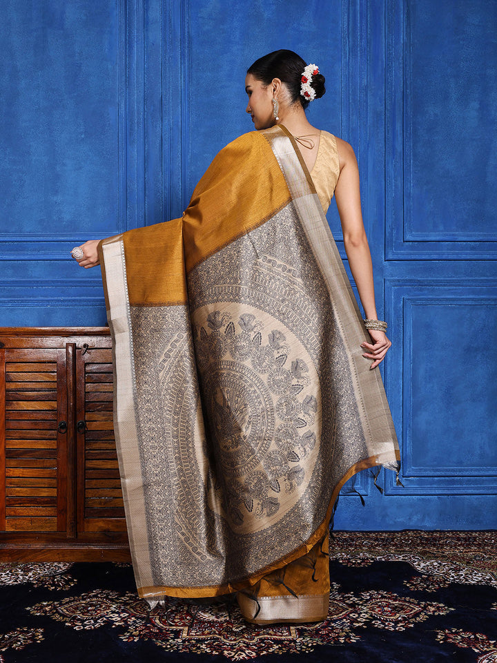 Zaari Jaal Tussar Saree
