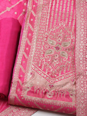 Woven Design Chanderi Unstitched Kurta With Pant & Dupatta