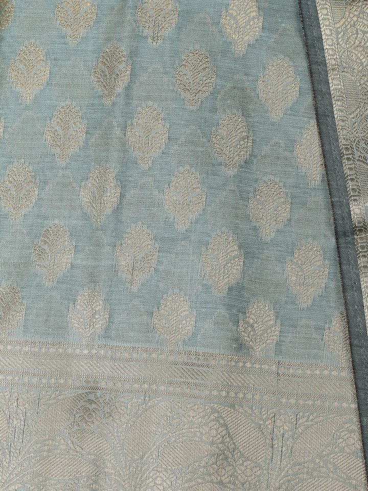 Woven Design Chanderi Unstitched Suit With Pant &amp; Dupatta