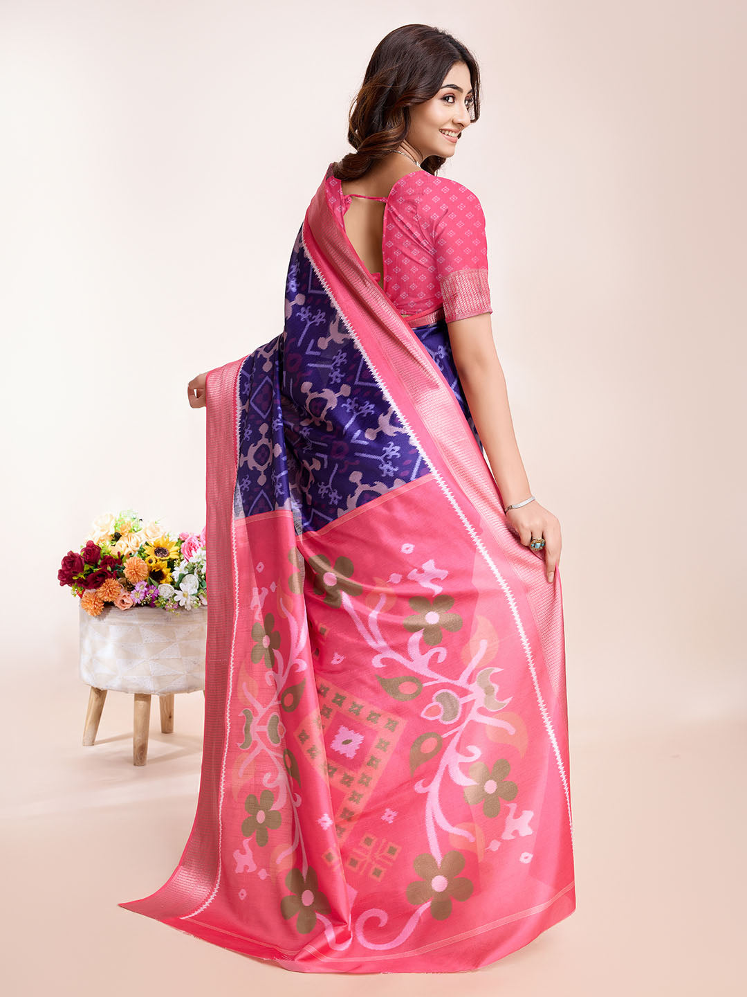Patola Zari Border Art Silk Woven Saree