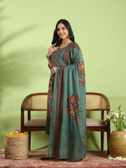 Printed Cotton Kurta With Pant & Dupatta