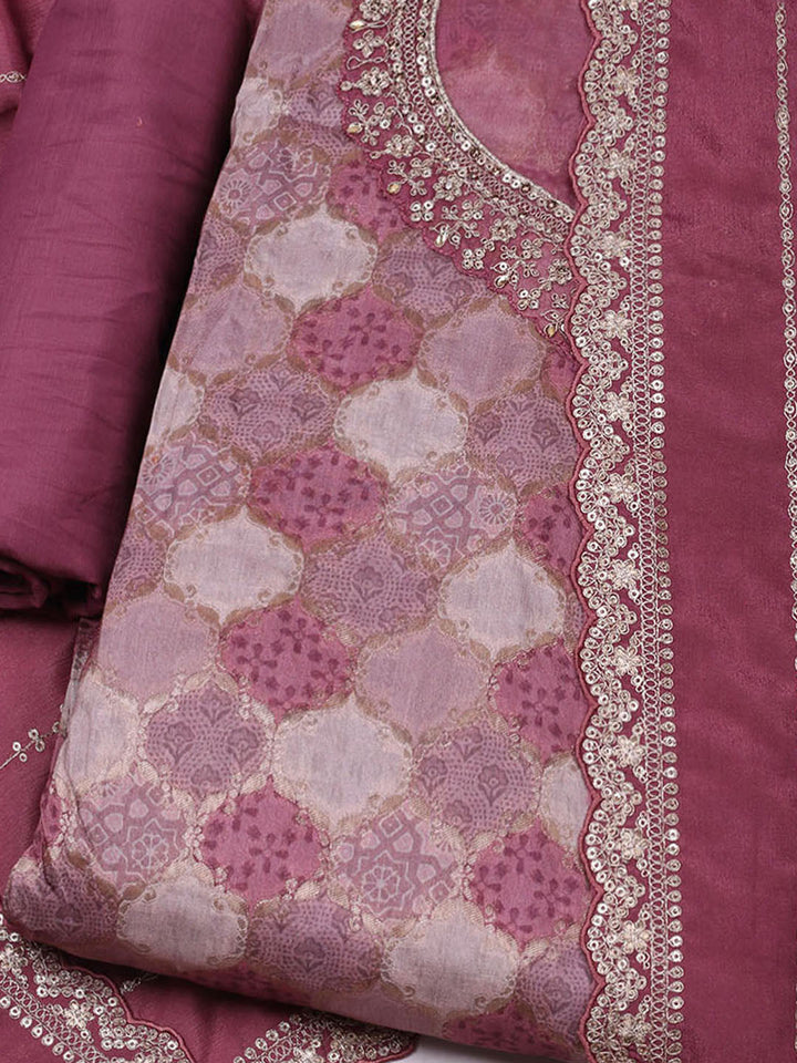 Woven Design Cotton Blend Unstitched Suit With Dupatta