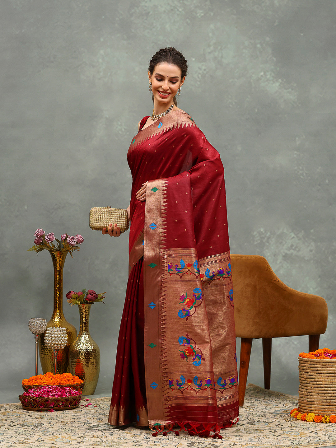 Embroidered Tussar Saree
