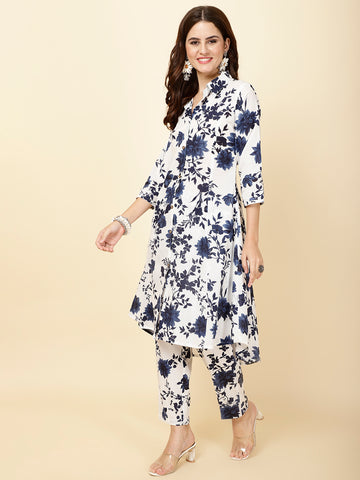 Floral Printed Cotton Kurta With Pants