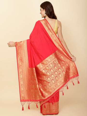 Plain Zari Border Woven Handloom Saree