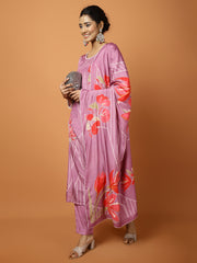 Printed Muslin Kurta With Pants & Dupatta