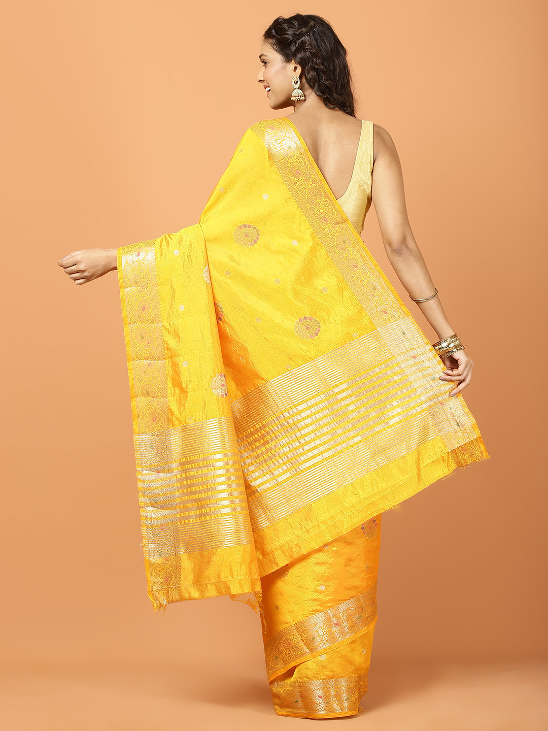 Plain Zari Border Art Silk Woven Saree
