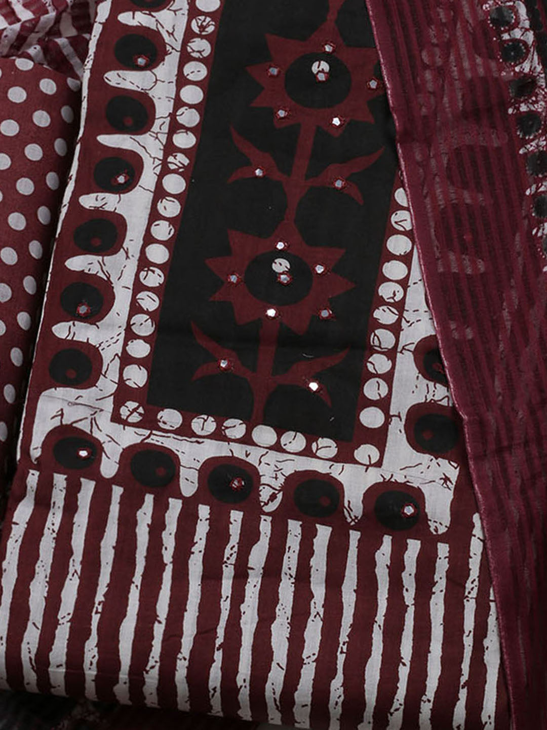Printed Cotton Blend Unstitched Suit With Dupatta