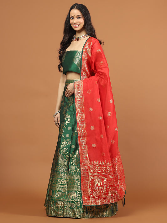 Banarasi Unstitched Choli With Lehenga & Dupatta