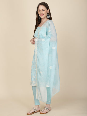 Embroidered Organza Unstitched Suit Piece With Dupatta