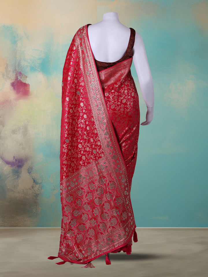 Stone Work Satin Embroidery Saree