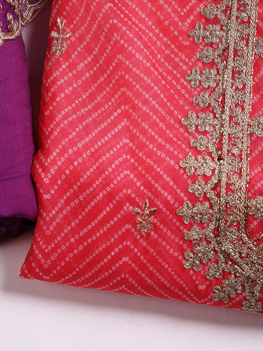Neck Embroidered Organza Unstitched Suit With Dupatta