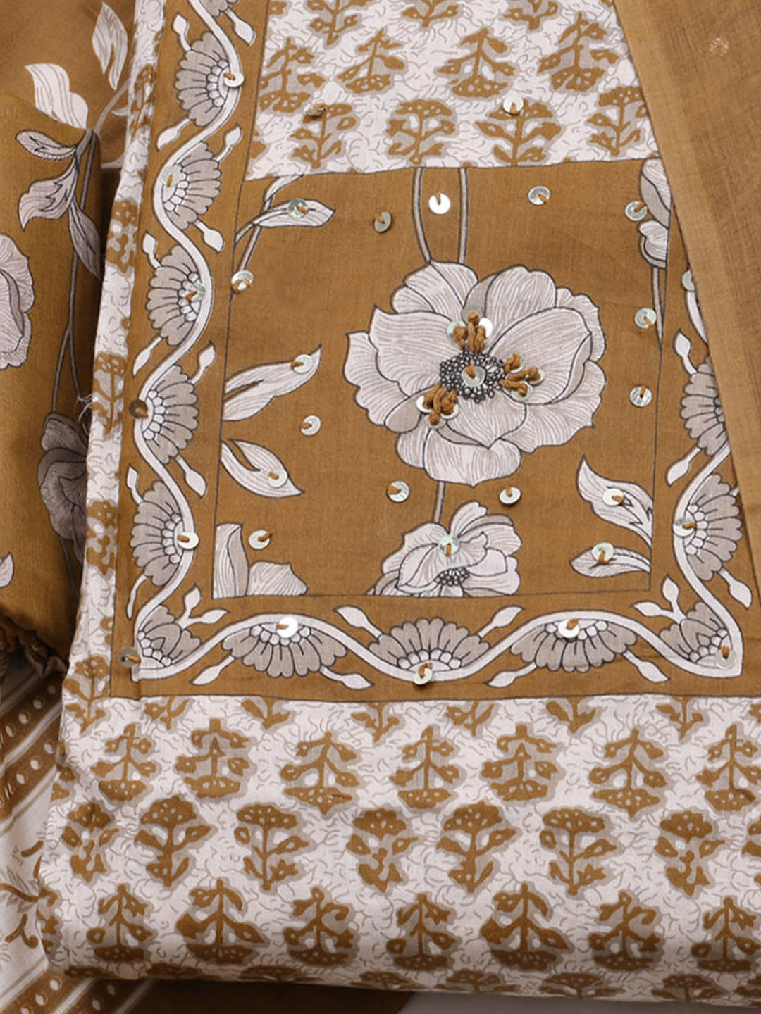 Printed Cotton Blend Unstitched Suit With Dupatta