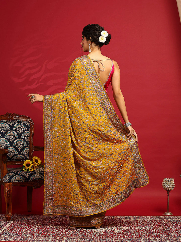 Embroidered Georgette Saree