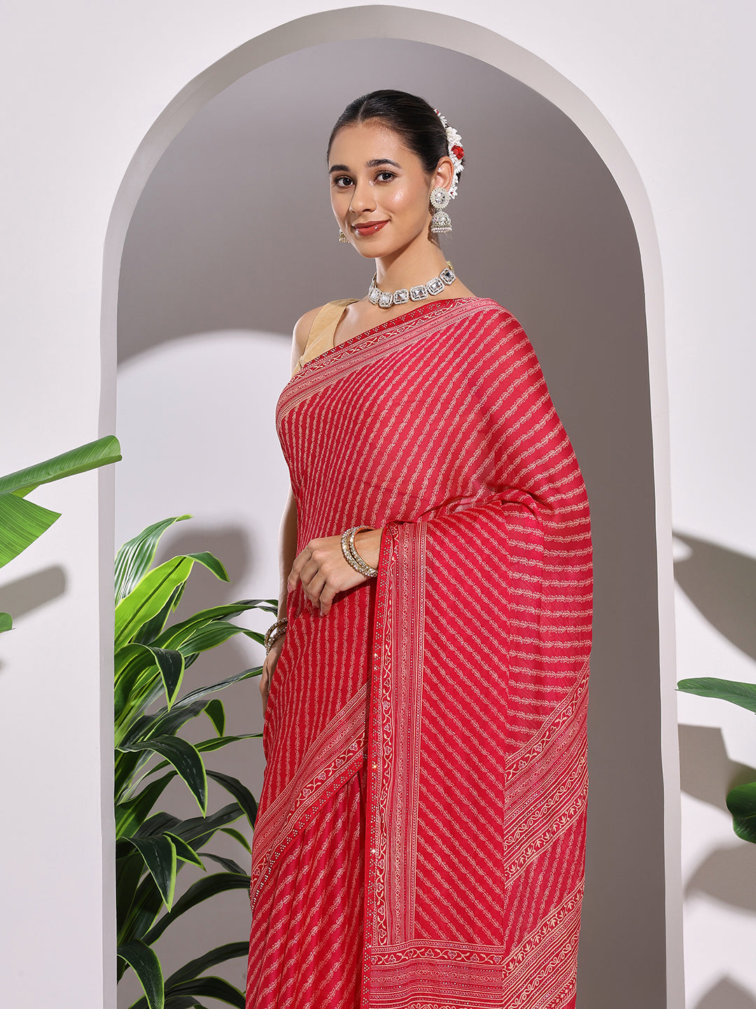 Floral Printed Georgette Saree