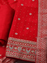 Embroidered Crepe Unstitched Suit With Dupatta