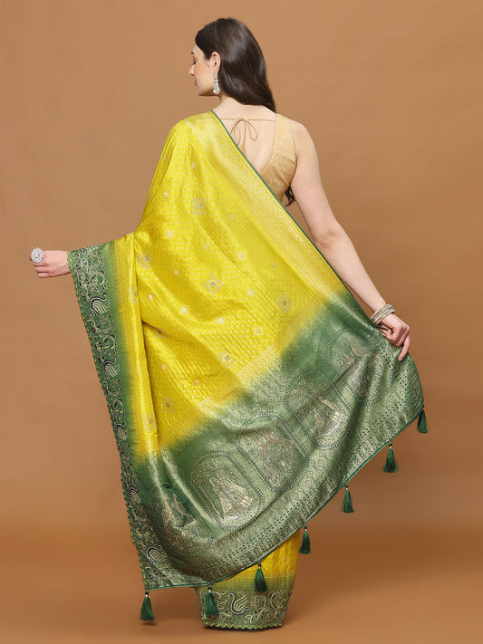 Zari Border Booti Art Silk Woven Saree