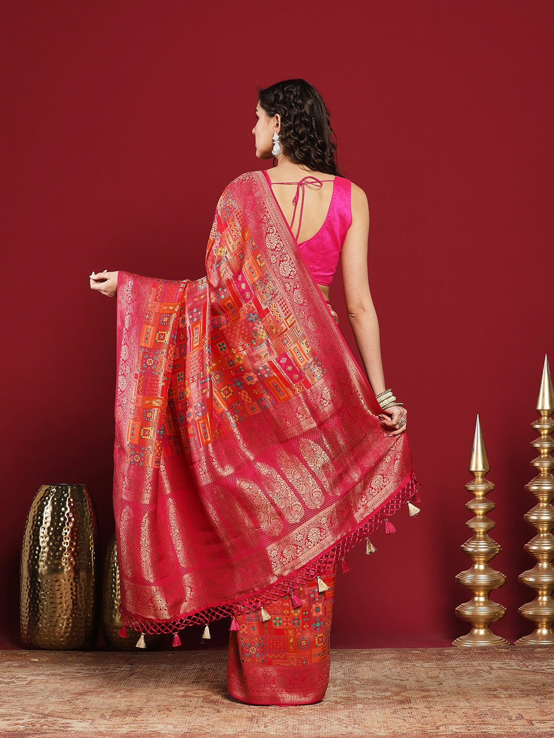 Woven Design Satin Saree