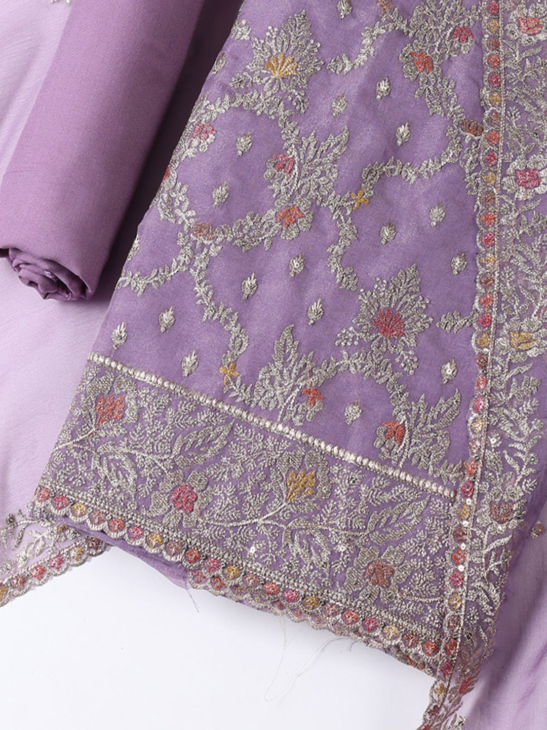 Embroidered Tissue Unstitched Suit With Dupatta