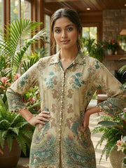 Digital Printed Crepe Kurta With Pant