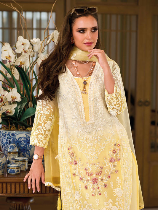 Embroidered & Sequin Straight Round Neck Pant Art Silk Kurta