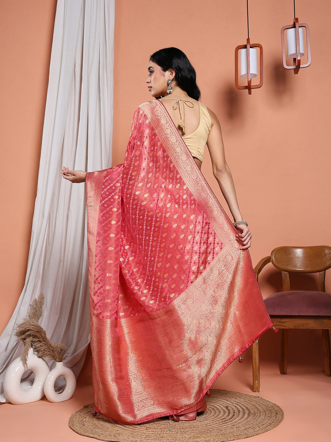 Woven Design Satin Saree