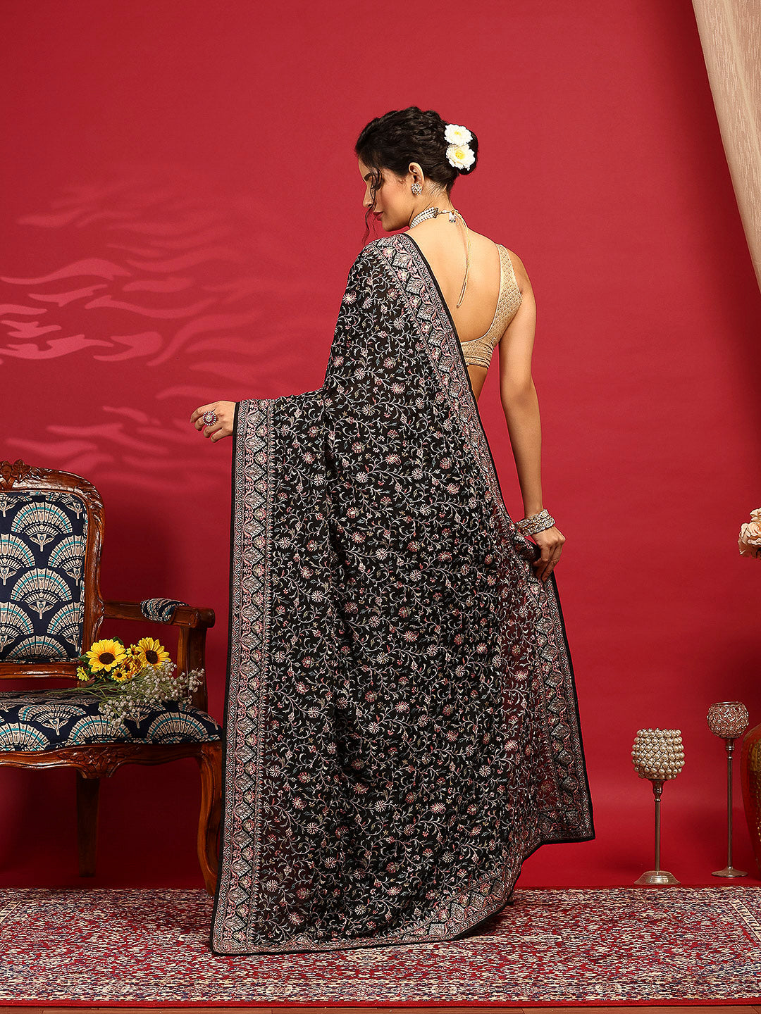 Embroidered Georgette Saree