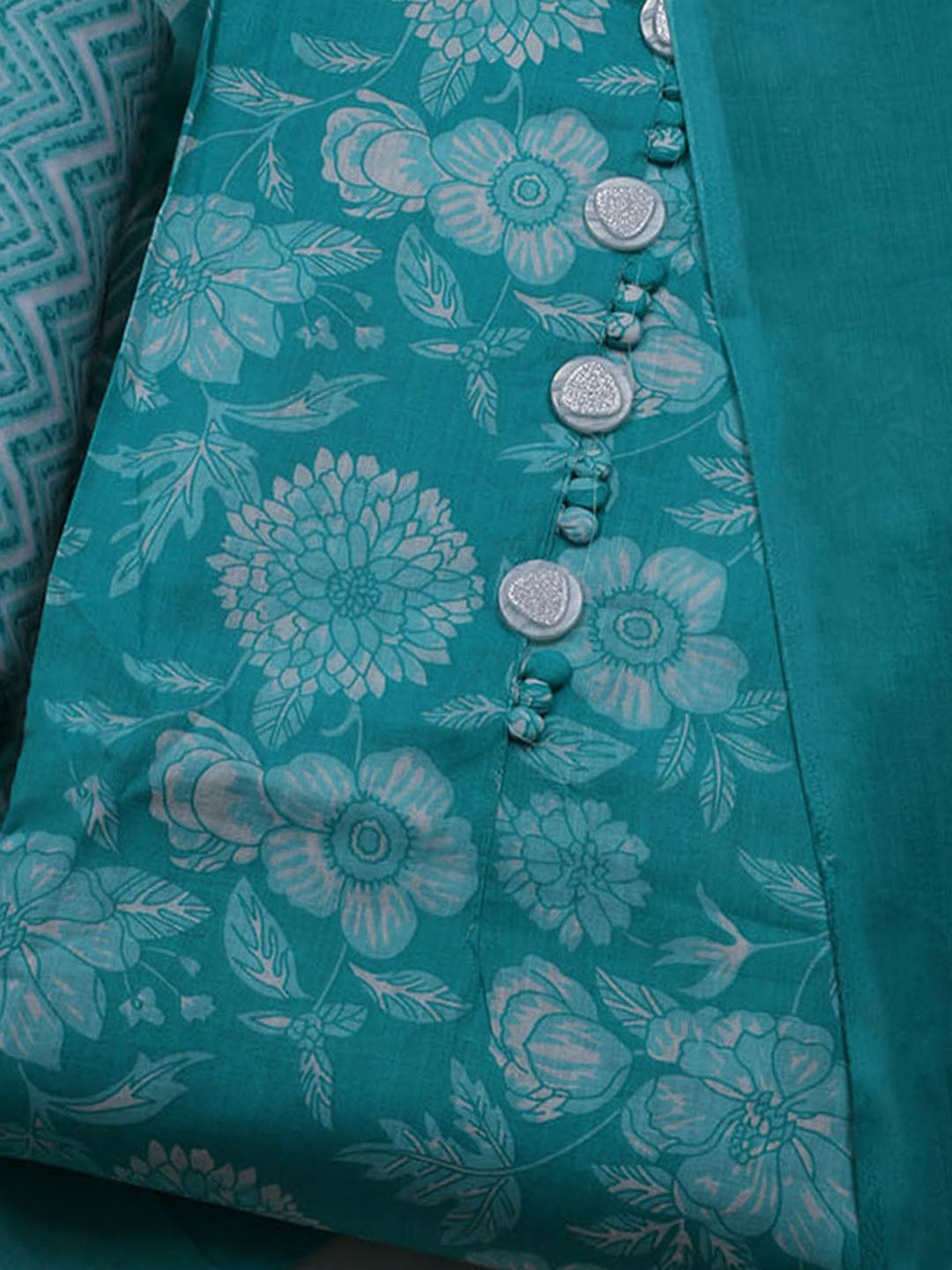 Printed Cotton Blend Unstitched Suit With Dupatta