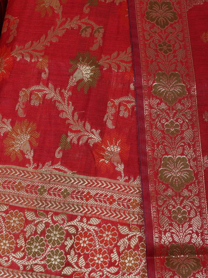 Woven Design Chanderi Unstitched Suit With Pant &amp; Dupatta