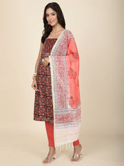 Schiffli Printed Cotton Unstitched Suit Piece With Dupatta