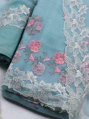 Embroidered Organza Unstitched Suit With Dupatta
