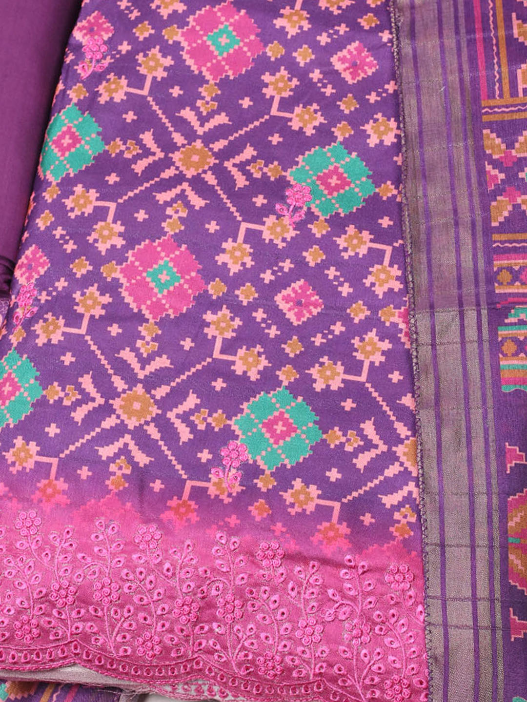 Woven Design Art Silk Unstitched Suit With Pant Dupatta