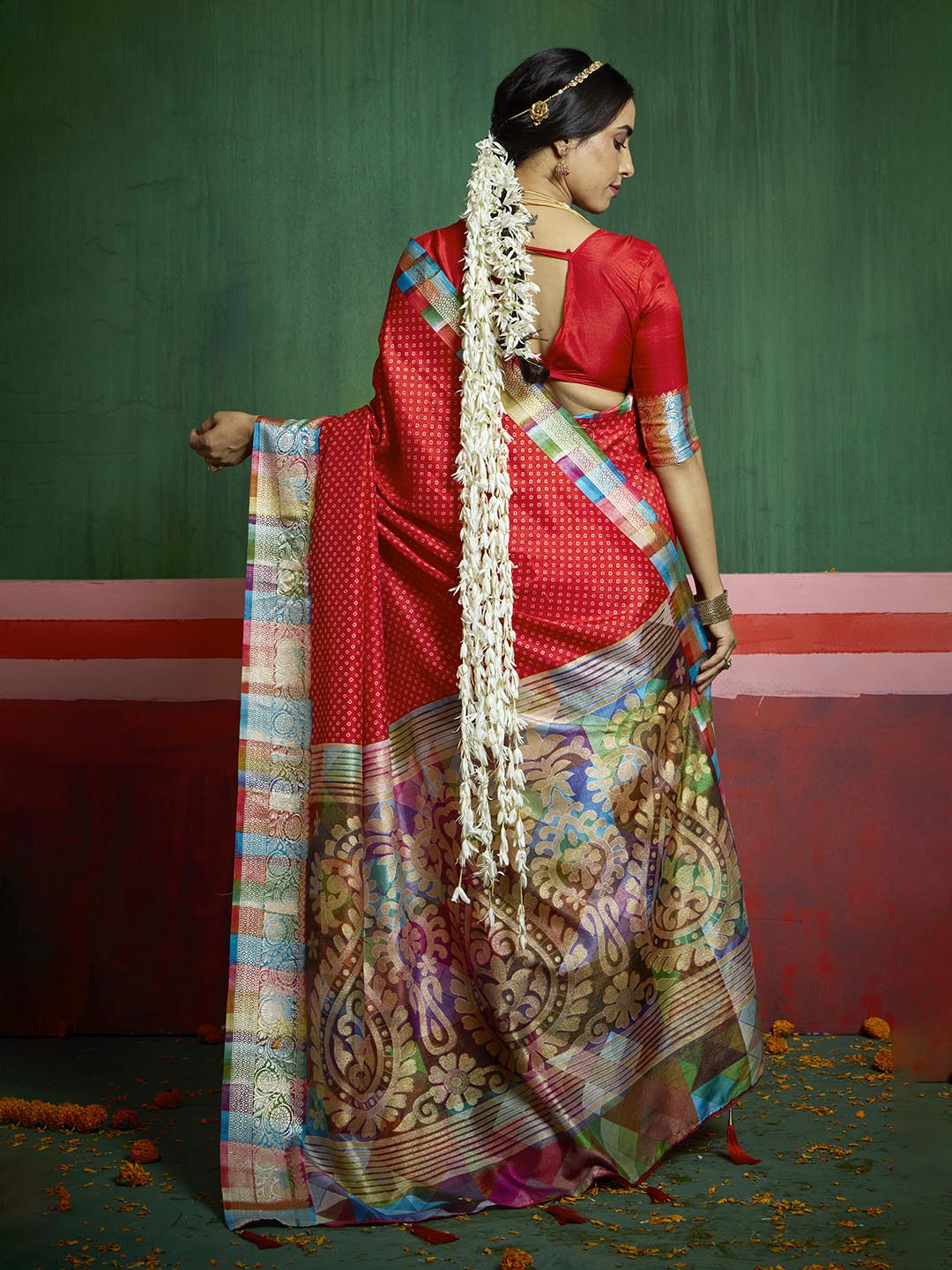Bandhani Printed Art Silk Saree