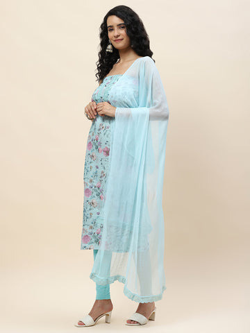 Neck Patti Cotton Unstitched Suit With Dupatta