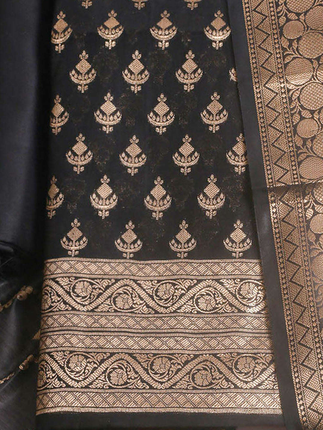 Woven Design Chanderi Unstitched Suit With Pant &amp; Dupatta
