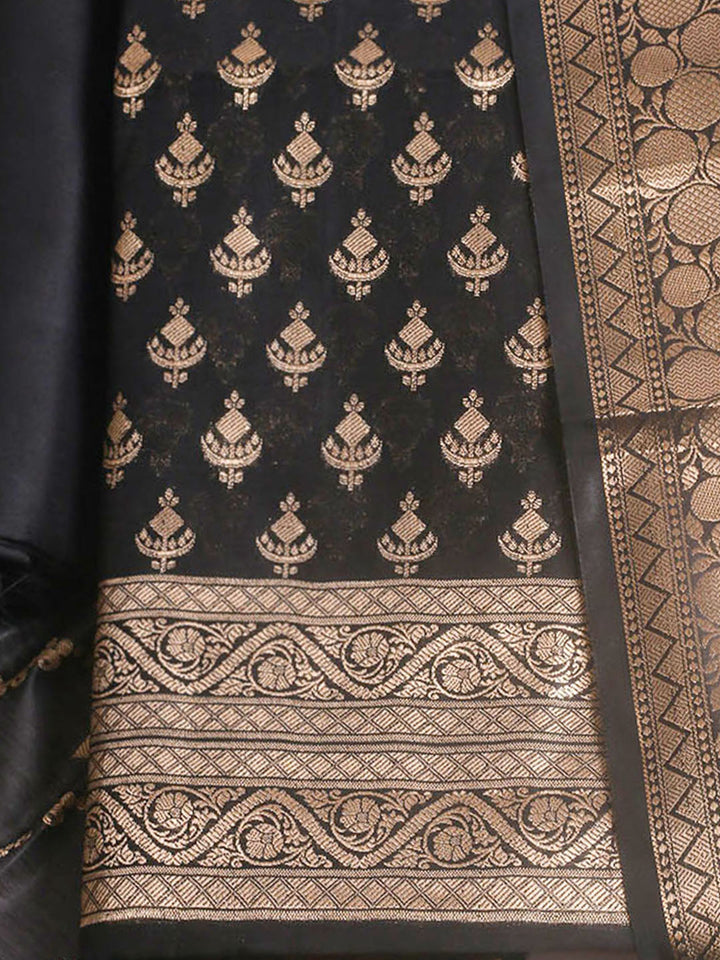 Woven Design Chanderi Unstitched Suit With Pant &amp; Dupatta