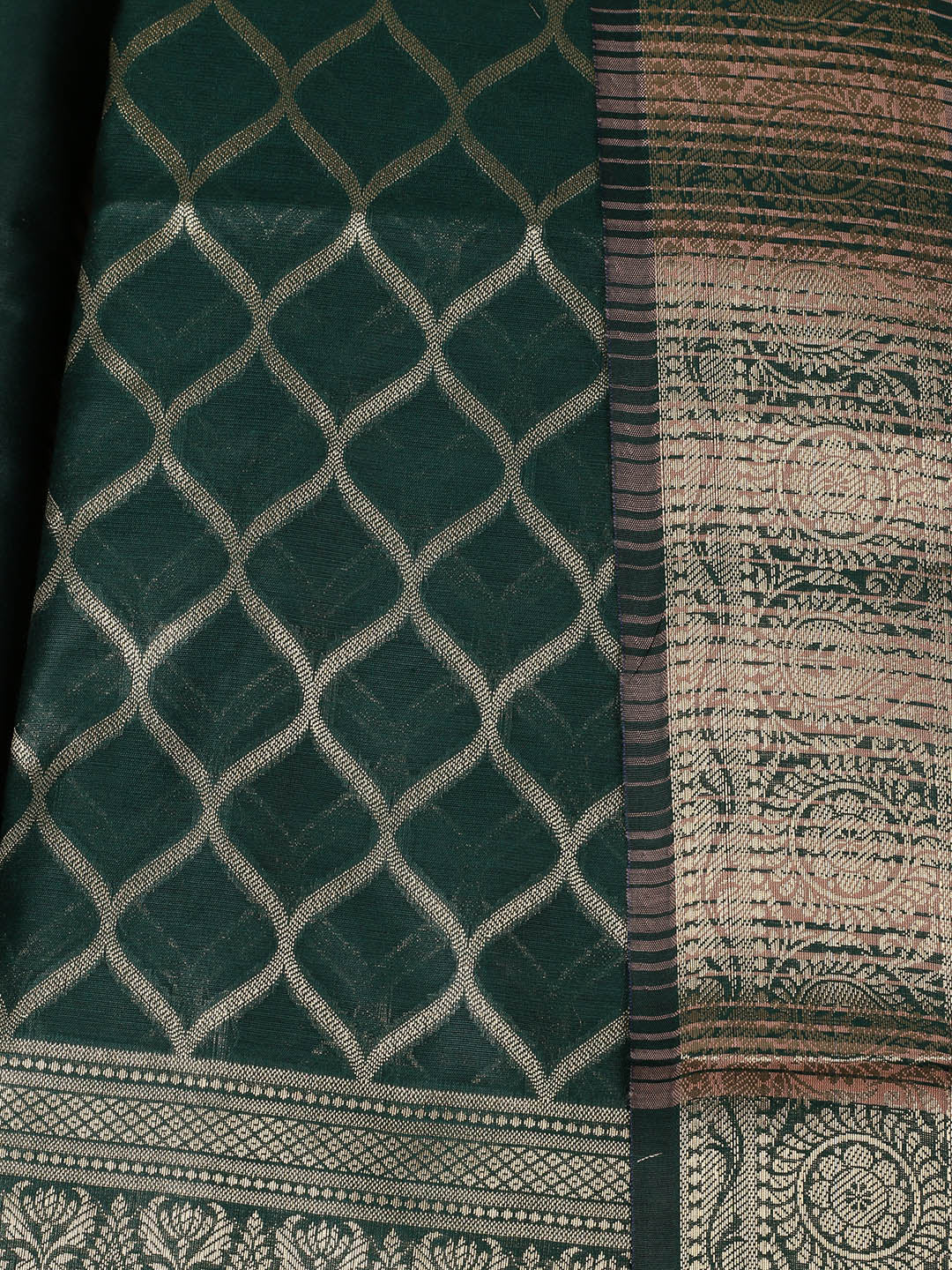 Woven Design Chanderi Unstitched Suit With Pant &amp; Dupatta