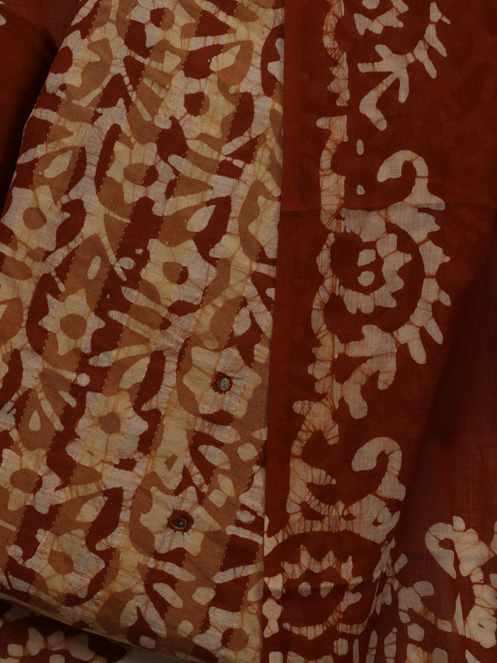 Printed Cotton Blend Unstitched Suit With Dupatta