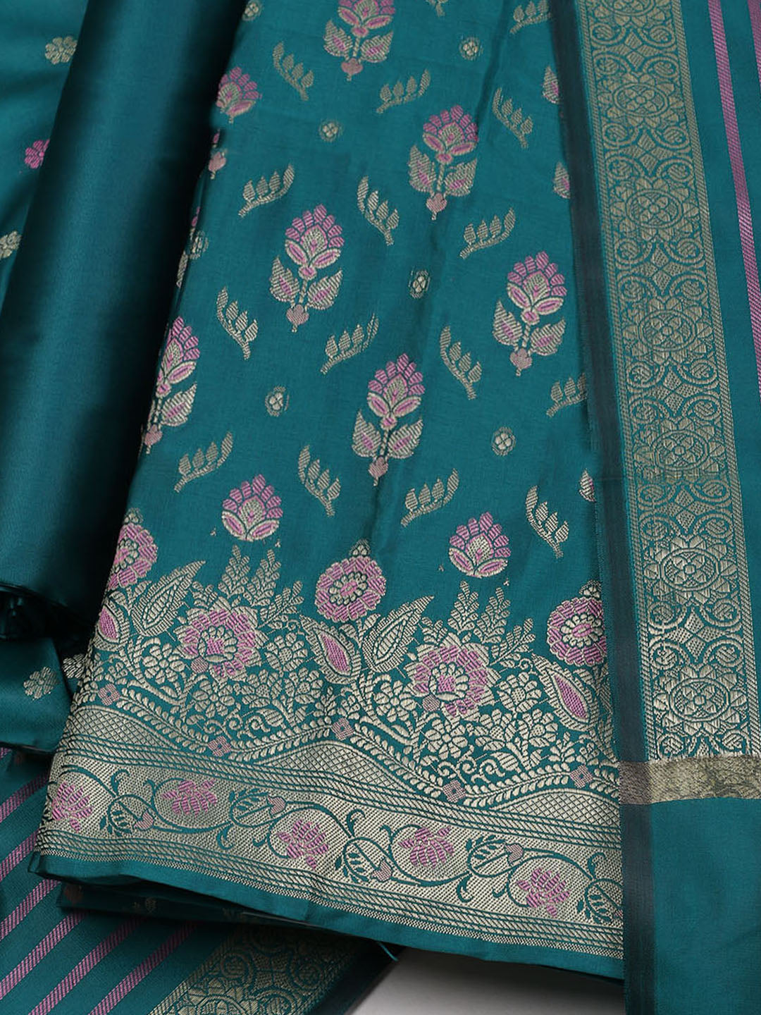 Woven Chanderi Unstitched Suit With Dupatta