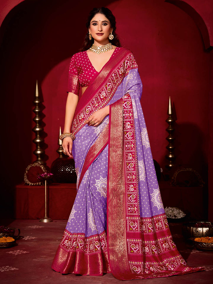 Bandhani Printed Art Silk Saree