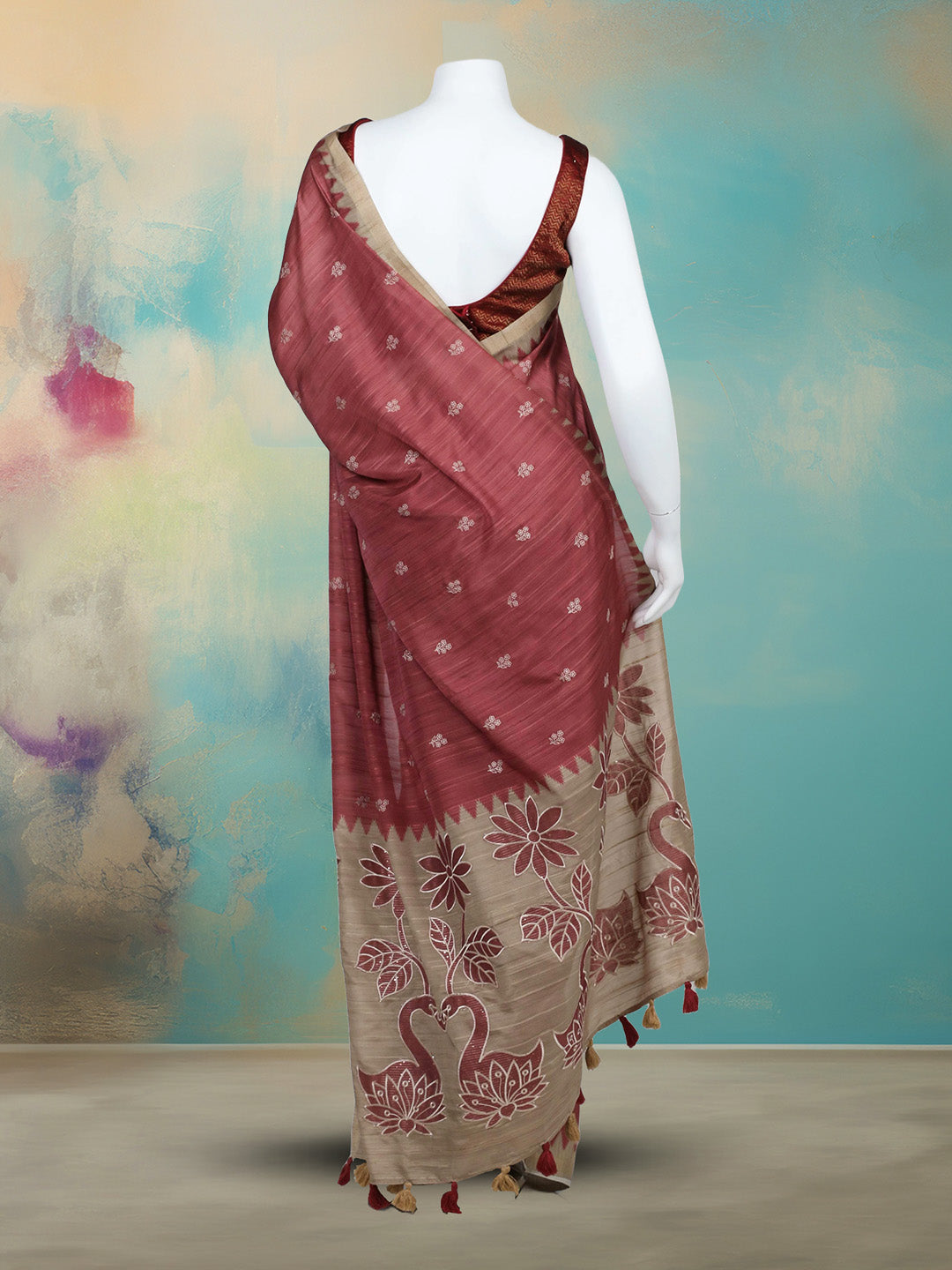 Printed &amp; Embroidered Booti Art Silk Saree